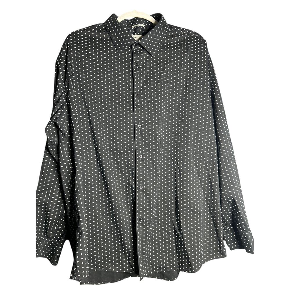 Lucky Brand Black White all over print Dress shirt Men’s Size XXL